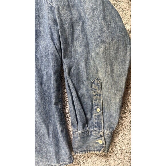 VTG Gap Denim Shirt Mens XL Button Down Distressed Jean Work Y2K 90s‎ - Picture 4 of 12